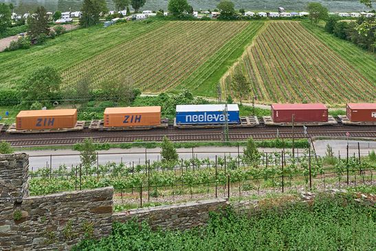 Blick auf Radweg und Eisenbahn